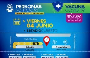 DEÁN FUNES: SÓLO POR ESTA SEMANA SE VACUNARÁ EL VIERNES POR LA TARDE Y EL SÁBADO POR LA MAÑANA SE REALIZARÁN LOS TESTEOS.