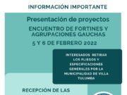 TULUMBA: LLAMAN A PRESENTACIÓN DE PROYECTOS PARA EL ENCUENTRO DE FORTINES Y AGRUPACIONES GAUCHAS 2022.