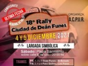 SE VIENE EL 18° RALLY DE LA CIUDAD DE DEÁN FUNES. SE REALIZARÁ LOS DÍAS 4 Y 5 DE DICIEMBRE.