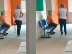 ¡PASÓ EN BRASIL! UNA MUJER LLEVÓ A SU MARIDO CON UNA CORREA AL CUELLO PARA VACUNARLO CONTRA EL COVID.