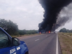 RUTA N60 KM868: SE QUEMÓ TOTALMENTE UNA UNIDAD DE ERSA ENTRE LAS SALINAS Y QUILINO.