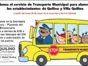 HABILITAN TRANSPORTE MUNICIPAL PARA ALUMNOS DE ESCUELAS DE QUILINO Y VILLA QUILINO.