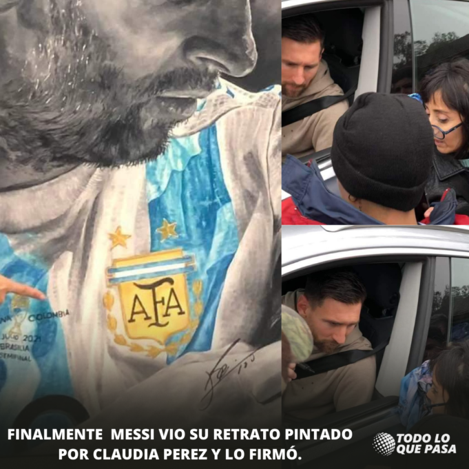 FINALMENTE MESSI VIO SU RETRATO PINTADO POR CLAUDIA PEREZ Y LO FIRMÓ. ¡LOS SUEÑOS SÍ SE CUMPLEN!