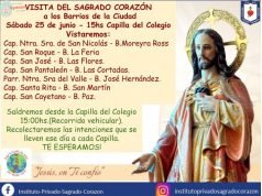 EL SAGRADO CORAZÓN DE JESÚS VISITARÁ ESTE SÁBADO LOS BARRIOS DE LA CIUDAD.