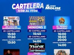 CINES MOLISE: YA ESTÁ DISPONIBLE LA CARTELERA DESDE EL 11/08 AL 17/08. ¡PRECIOS Y HORARIOS!