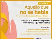 ESTE VIERNES 12 SE DICTARÁ UNA CHARLA SOBRE PREVENCIÓN EN CONDUCTAS DE RIESGO Y SUICIDIO. SERÁ A LAS 09:00HS EN EL CENTRO CULTURAL.