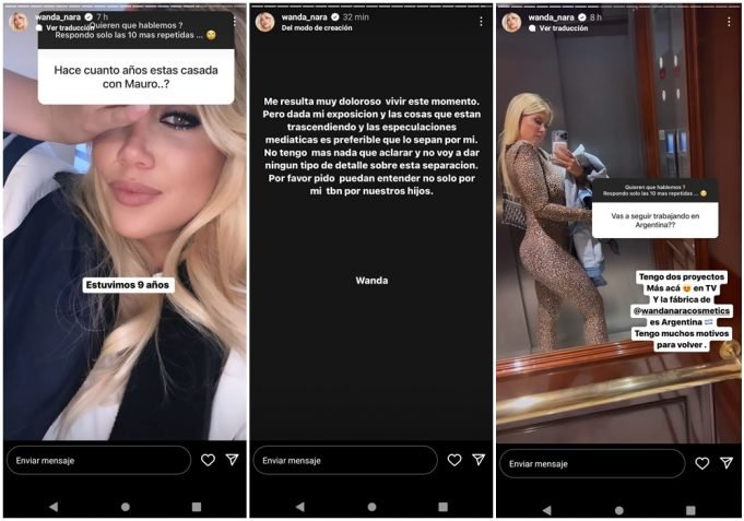 WANDA NARA CONFIRMÓ SU SEPARACIÓN DE MAURO ICARDI.