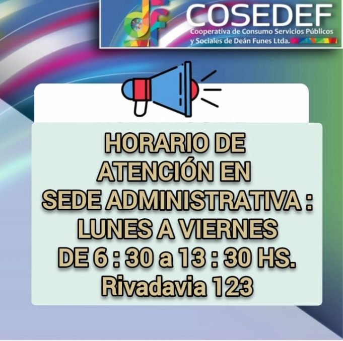 DESDE ESTA SEMANA COSEDEF CAMBIA SUS HORARIOS DE ATENCIÓN.