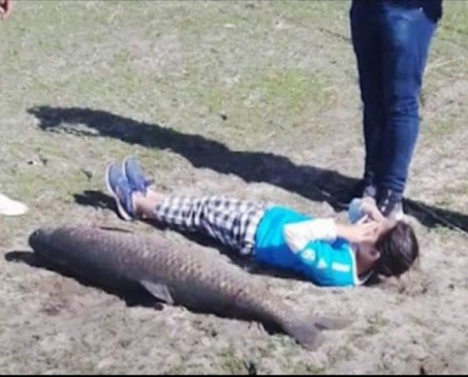 ENORME: PESCARON UNA CARPA DE 62KG EN EL LAGO SAN ROQUE Y ROMPIERON EL RÉCORD REGISTRADO.