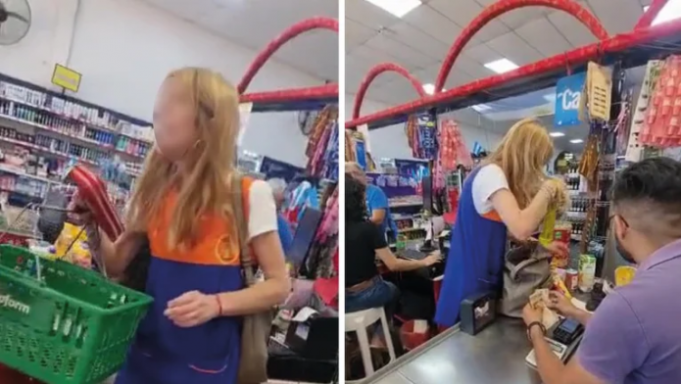 PASA EN REDES: ESCRACHARON A UNA MAESTRA ROBANDO EN UN SUPERMERCADO. ¡MIRÁ!