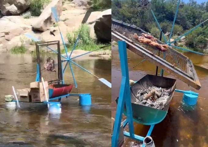 PASA EN REDES: ¡DE DEÁN FUNES PARA EL QUILPO Y EL MUNDO PAPÁ! CONOCÉ EL ASADOR FLOTANTE Y GIRATORIO QUE SE HIZO VIRAL.