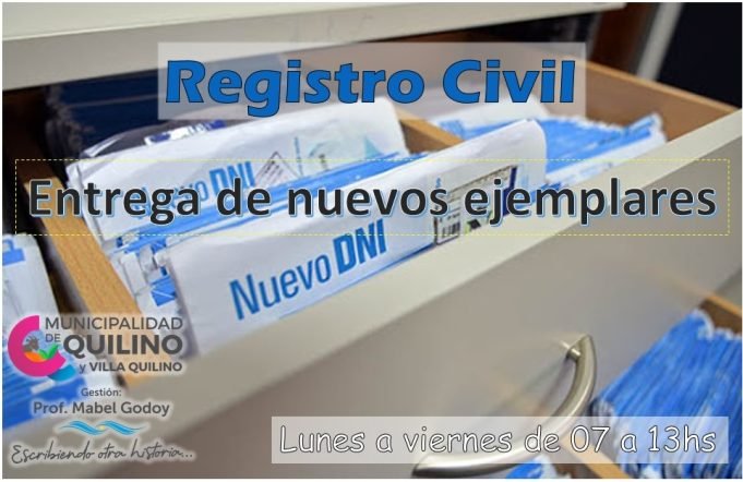 QUILINO: DIFUNDEN LA LISTA DE PERSONAS QUE DEBEN RETIRAR SU NUEVO D.N.I TRAS LA RENOVACIÓN.