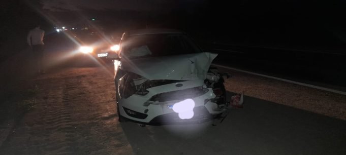 LUCIO V. MANSILLA: UN FOCUS CHOCÓ CON UN PORCINO SUELTO EN RUTA 60 KM 903.