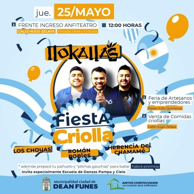 FIESTA CRIOLLA EN DEÁN FUNES: DIFUNDIERON EL CRONOGRAMA DE ACTIVIDADES DEL 213° ANIVERSARIO DE LA REVOLUCIÓN DE MAYO.