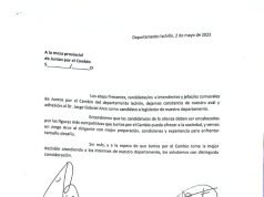 FUERTE RESPALDO DE LOS CANDIDATOS DE JUNTOS POR EL CAMBIO ISCHILÍN A LA DESIGNACIÓN DE JORGE ARCE COMO CANDIDATO A LEGISLADOR DEPARTAMENTAL