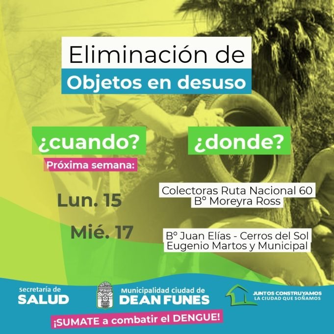 DENGUE EN DEÁN FUNES: CONTINÚA EL DESCACHARREO PREVENTIVO EN LOS BARRIOS DE LA CIUDAD.