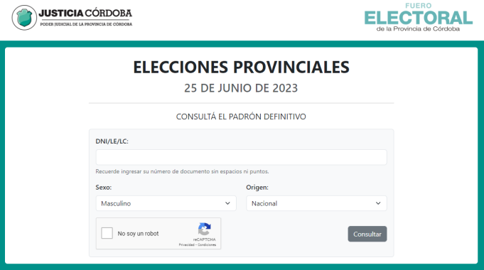 ELECCIONES 2023: YA SE PUEDE CONSULTAR EL PADRÓN DEFINITIVO PROVINCIAL MEDIANTE LA WEB.