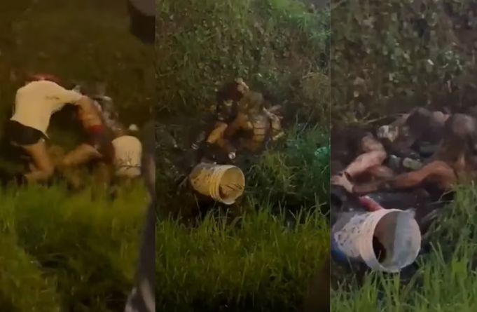 PASA EN REDES: BRUTAL PELEA ENTRE TRES CHICAS EN UNA ZANJA LLENA DE BARRO A LA SALIDA DE UN BOLICHE.