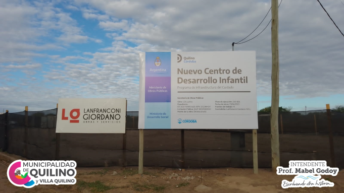 QUILINO: AVANZA LA CONSTRUCCIÓN DEL CENTRO DE DESARROLLO INFANTIL EN B° SAN MARTÍN.