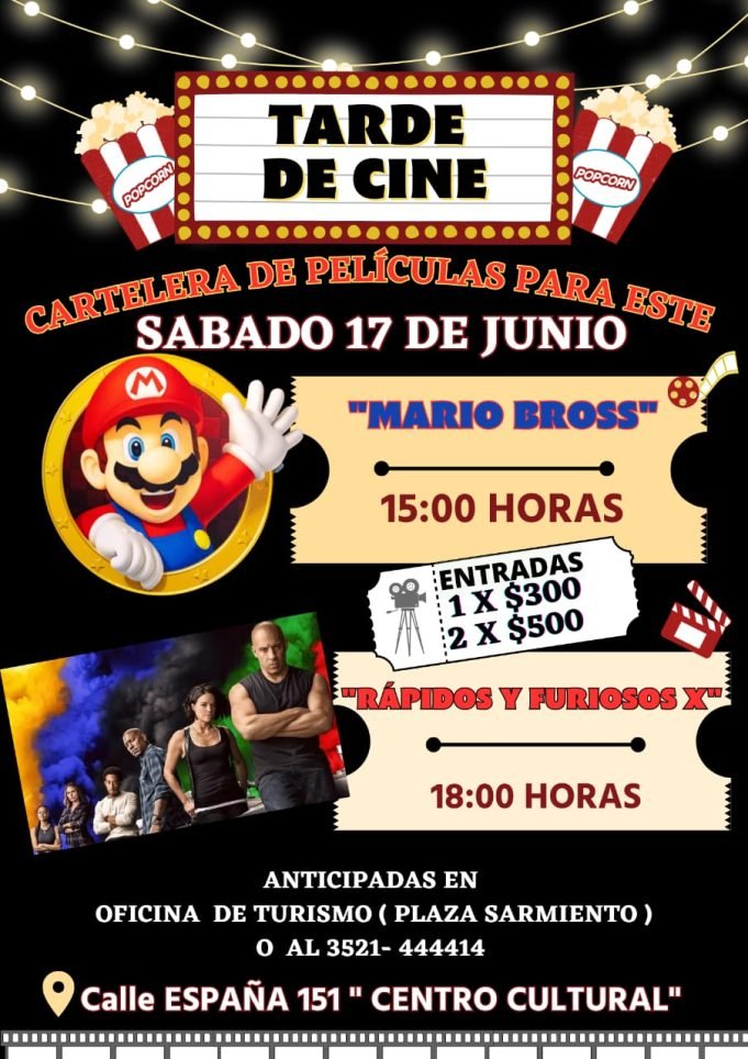 DEÁN FUNES: SE VIENE UNA GRAN TARDE DE CINE A BENEFICIO DE LOS PROFESORADOS DE BIOLOGÍA Y GEORGRAFÍA.