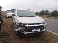 LAS PEÑAS: UNA CHEVROLET TRACKET CHOCÓ CON UN PERRO EN RUTA N°9.
