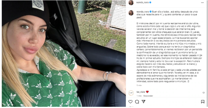 WANDA NARA ROMPIÓ EL SILENCIO RESPECTO A SU SALUD Y LE TIRÓ UN PALO A JORGE LANATA.