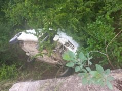 SAUCE PUNCO: UNA MUJER Y SU HIJA A BORDO DE UN VW GOL VOLCARON EN RUTA P16 Y QUEDARON ATRAPADAS ENTRE LOS ÁRBOLES.