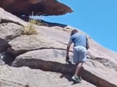 LA JUSTICIA ORDENÓ QUE EL TURISTA QUE ESCRIBIÓ EN LAS ALTAS CUMBRES DESPINTE TODO.
