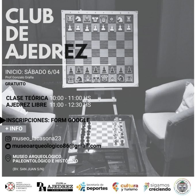 DEÁN FUNES: INSCRIPCIONES ABIERTAS PARA FORMAR PARTE DEL CLUB DE AJEDREZ.