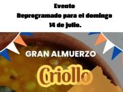 VILLA TULUMBA: REPROGRAMAN POR DUELO EL ALMUERZO CRIOLLO DEL 9 DE JULIO.