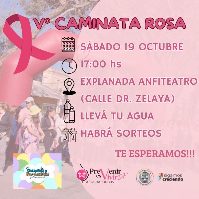Deán Funes: Este sábado se hará la Caminata Octubre Rosa ¡Sumate a la concientización!