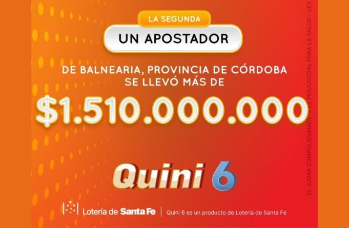 Quini 6: un apostador de Córdoba ganó 1.510 millones de pesos.
