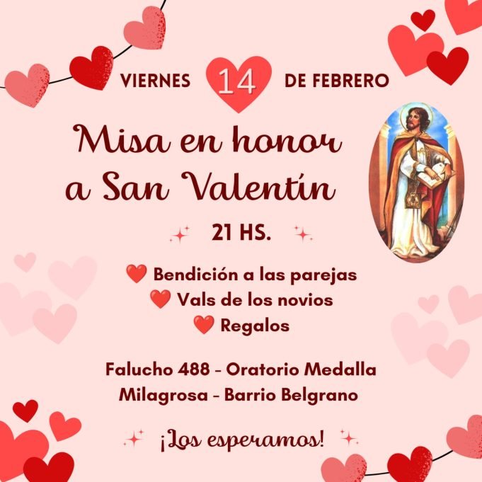 Se viene el Día de los enamorados y la tradicional misa de San Valentín.