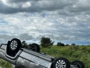 Vuelco de vehículo en Ruta 60: solo daños materiales