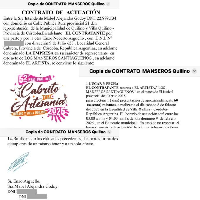 Polémica en el Festival del Cabrito: La Municipalidad de Quilino Presentó Pruebas Sobre la Contratación de Los Manseros Santiagueños.