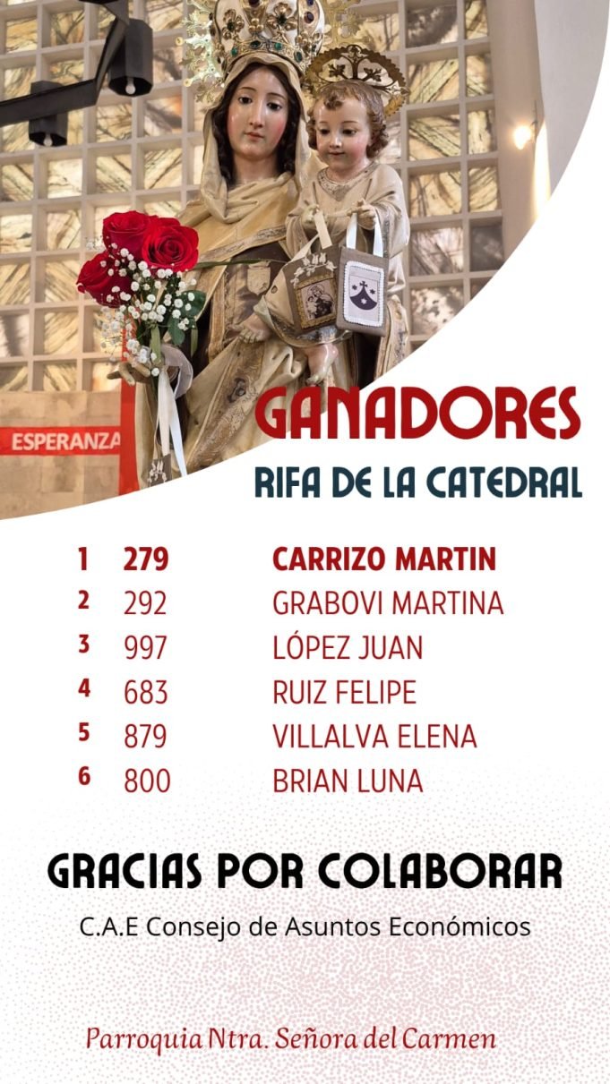 Se conocieron los ganadores de la rifa de la Catedral.