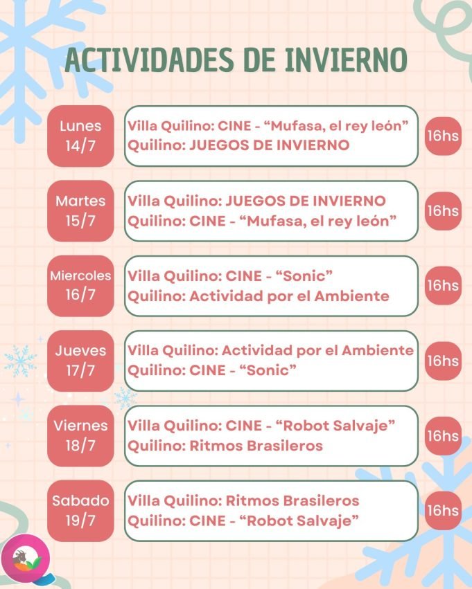 Semana de actividades recreativas en Quilino y Villa Quilino.