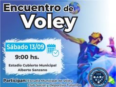 Encuentro de vóley en el Estadio Cubierto Municipal.