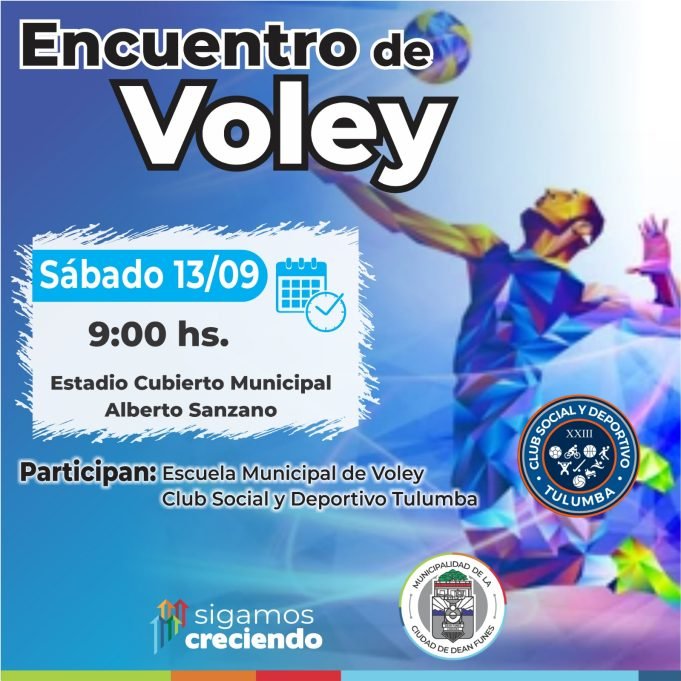 Encuentro de vóley en el Estadio Cubierto Municipal.