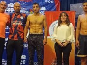 Pesaje oficial de boxeadores en Deán Funes.