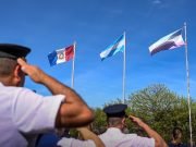 Myrian Prunotto presidió los primeros izamientos de las banderas de Charbonier y Villa de Soto.