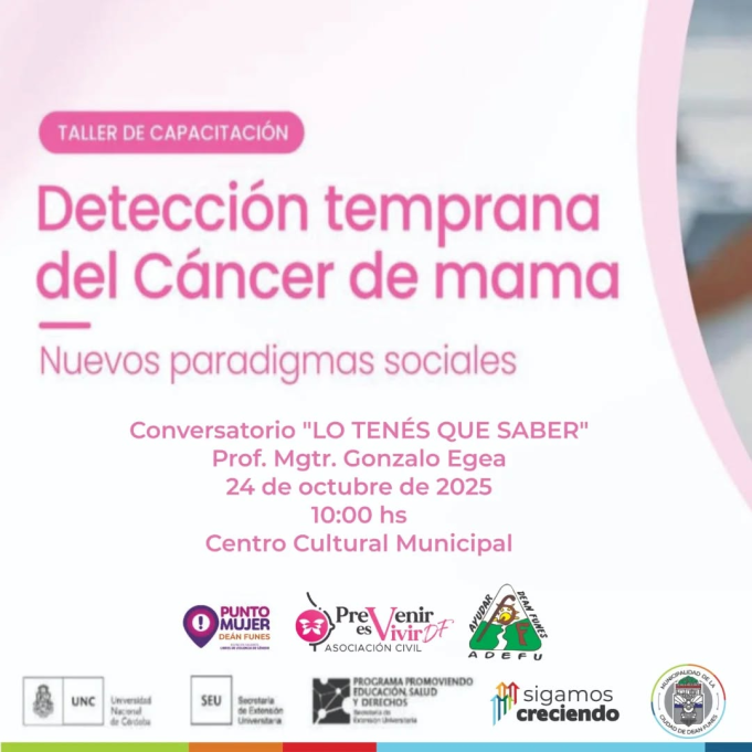 Taller de capacitación sobre detección temprana del cáncer de mama en Deán Funes.