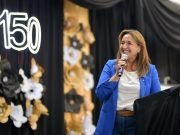 Prunotto presidió el acto por el 150° aniversario de la Escuela General San Martín, en Ballesteros.