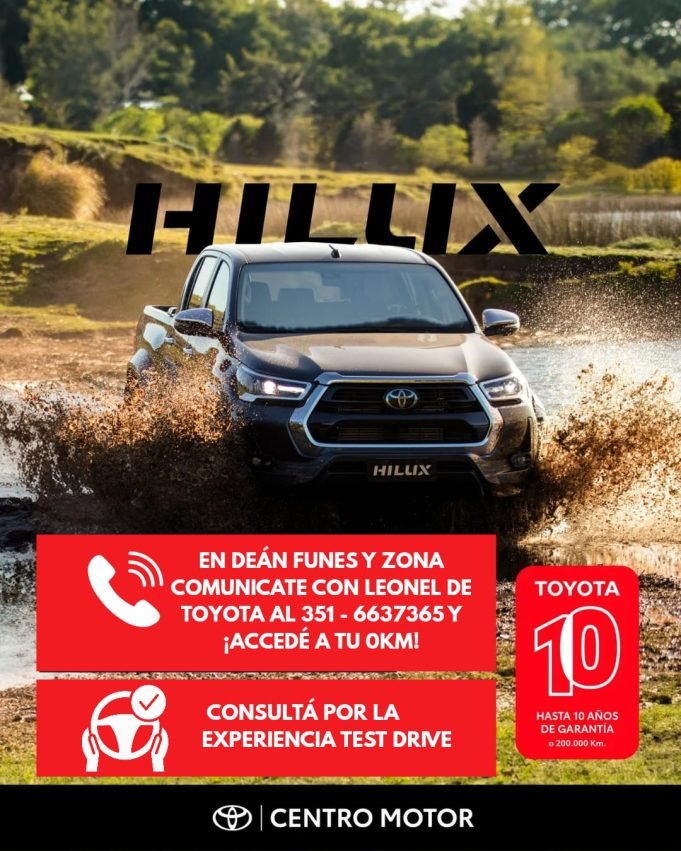 Centro Motor acerca la experiencia Toyota Hilux a Deán Funes y zona.
