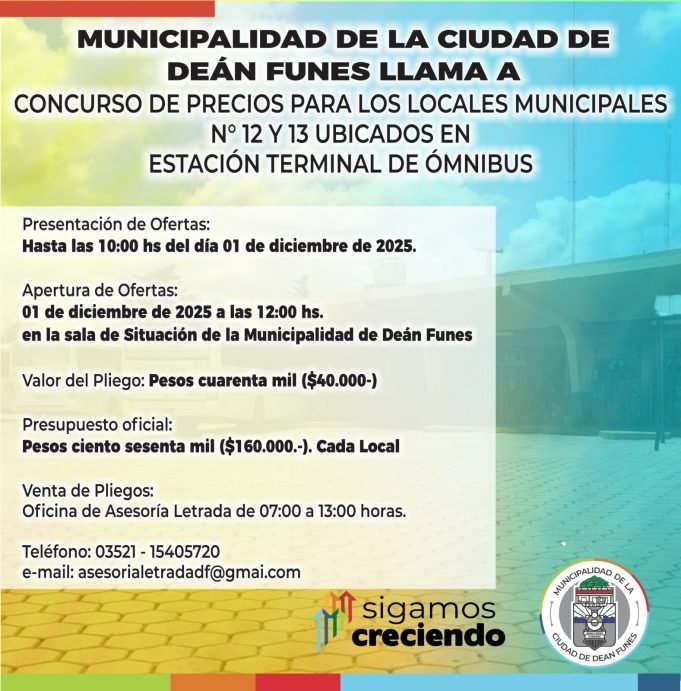 Llamado a concurso de precios para los locales 12 y 1 de la Estación Terminal de Ómnibus.