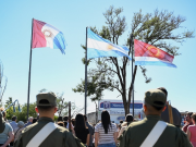 Myrian Prunotto encabezó la presentación de la nueva bandera de Jesús María