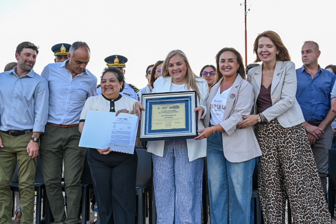 Myrian Prunotto presidió el acto por el 115° aniversario de La Puerta.