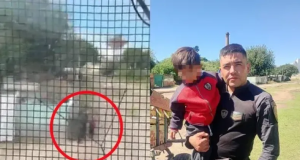 Un policía salvó a un nene de 3 años de ser arrollado por un tren en B° Los Galpones.