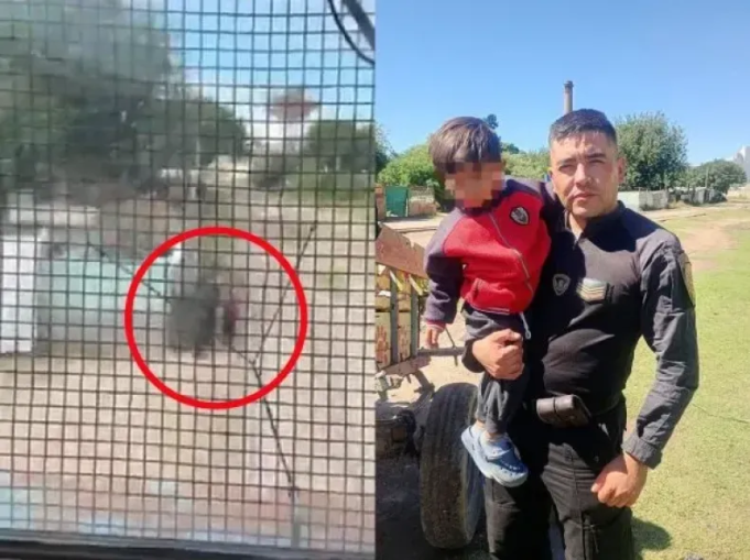 Un policía salvó a un nene de 3 años de ser arrollado por un tren en B° Los Galpones.