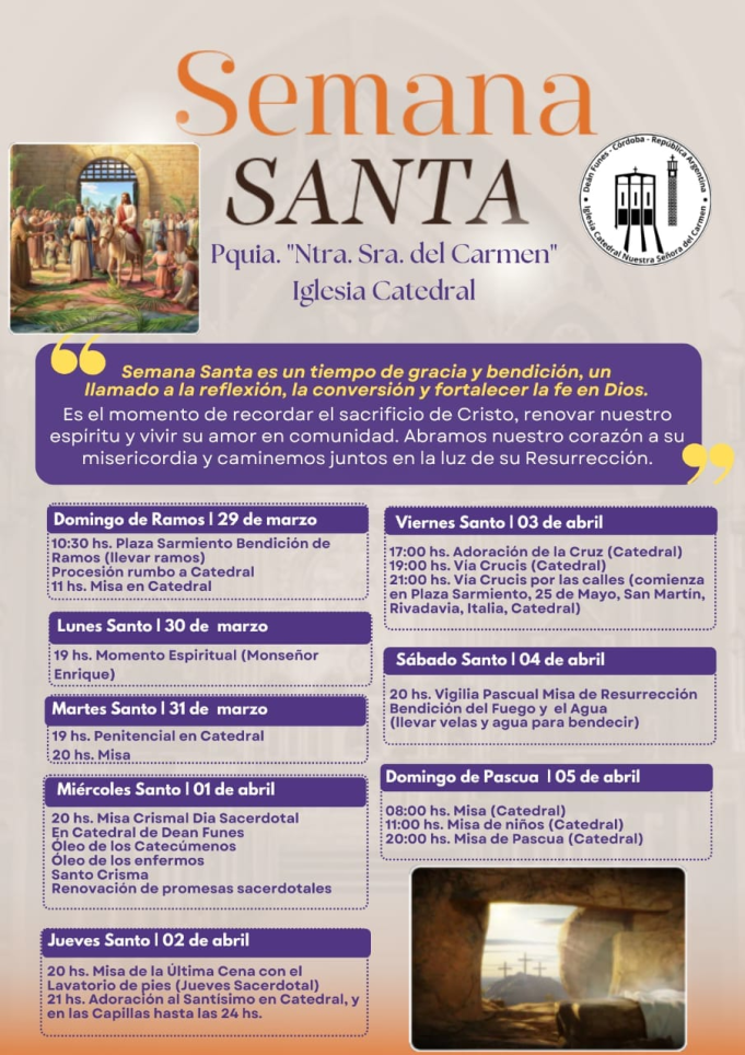Deán Funes: Conocé el cronograma de actividades para Semana Santa 2026.